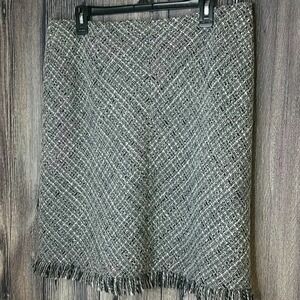 Women's Apostrophe Fringe Lined Skirt Sz 14P Black Gray